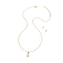 Simple niche design jewelry water drop shape zircon pendant element necklace one earring pair set 3pcs