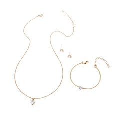 Modischer und beliebter Schmuck herzförmiger Zirkon Anhänger Element Halskette ein Paar Ohrringe ein Paar Armbänder ein Set 4St