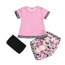 Sports suit childrens hollow solid color top tube top printed shorts hair accessoriespicture15