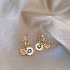 new Korean alloy diamond geometric round pendent earrings women