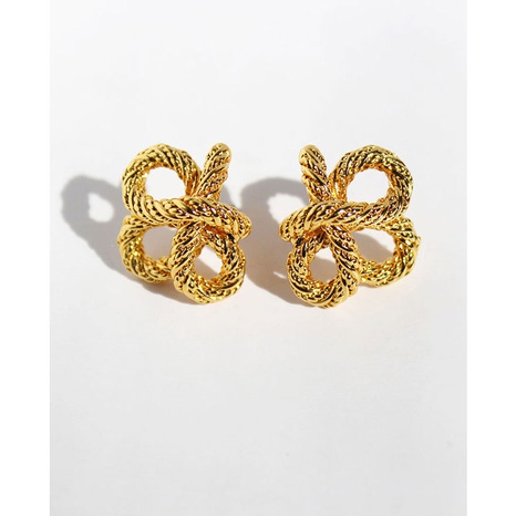 Fashion retro hemp pattern bow-shaped knotted earrings copper  NHBAL672820's discount tags