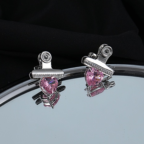 fashion heart shaped inlaid zircon copper earrings wholesale NHDAI672835's discount tags
