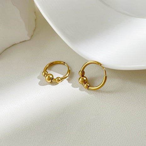 fashion ring ball stainless steel hoop earrings wholesale NHLIH672857's discount tags