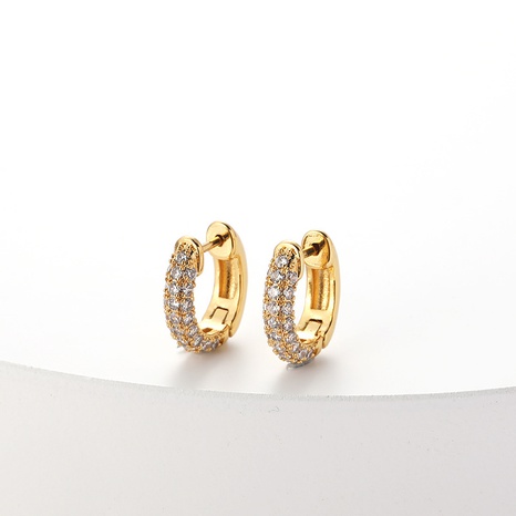 fashion trend retro brass plated 18K real gold micro-encrusted zircon hoop earrings NHYIN672913's discount tags