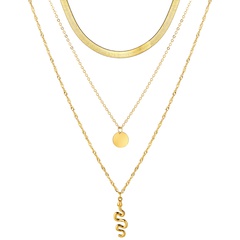 fashion snake pendant necklace three-layer alloy clavicle chain
