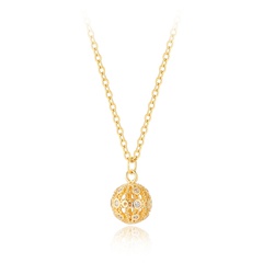 Fashion Copper Plating 18K Gold Zircon Hollow Ball Necklace Wholesale