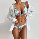 new contrast color leaf printing bikini split swimsuitpicture8