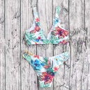 new contrast color leaf printing bikini split swimsuitpicture10