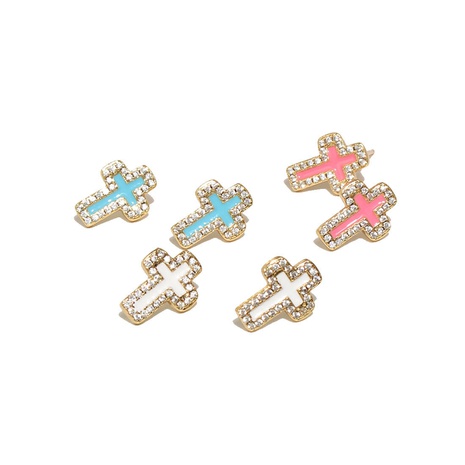 fashion drop oil colorful cross copper inlaid zircon earrings wholesale's discount tags