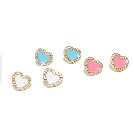 simple drop oil multi-color heart-shaped copper stud earrings wholesale's discount tags