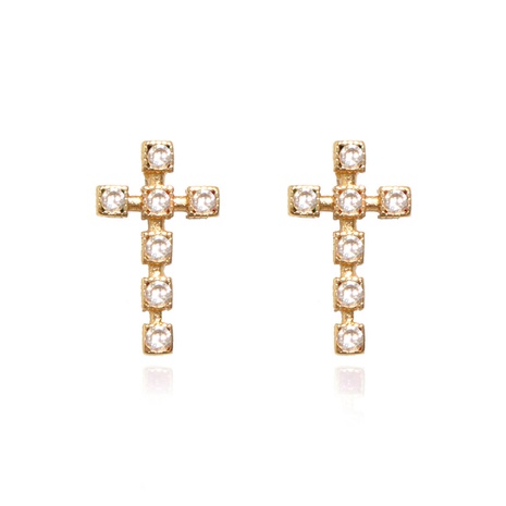 retro geometric cross copper diamond earrings wholesale's discount tags