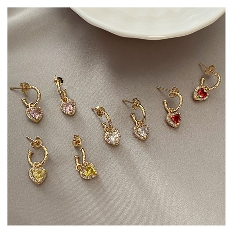 simple zircon-studded fashion heart copper drop earrings wholesale's discount tags