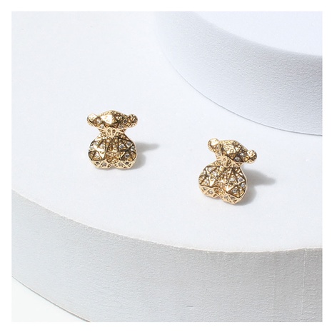 fashion inlaid zircon animal bear copper earrings wholesale's discount tags