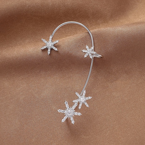 fashion alloy inlaid zircon snowflake star ear clip ear hanging wholesale's discount tags