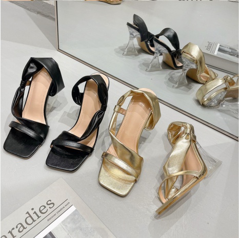 fashion new crystal high-heeled square head cover feet sandals's discount tags