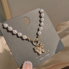 Pearl Butterfly Necklace Fashion Copper Clavicle Chain Female