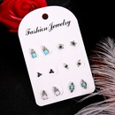 new set simple diamond flower devils eye earrings female 6piece alloypicture3
