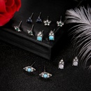 new set simple diamond flower devils eye earrings female 6piece alloypicture7