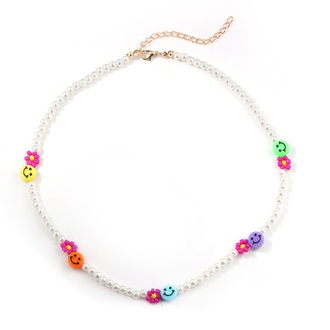 vintage rice beads woven flower candy color smiley clavicle chain wholesale's discount tags