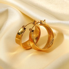 fashion simple 18K gold-plated stainless steel curved smooth earrings wholesale