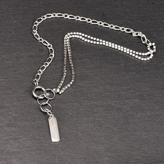 Einfache Brief Marke Dicke Kette Bohrer Schlangenknochen Titan Stahl Halskette Großhandel