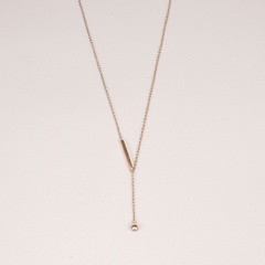 simple new rose gold mini single zircon stick titanium steel necklace
