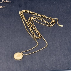 vintage hollow chain titanium steel double layered fashionable necklace wholesale