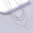 Fashion new jewelry star moon element pendant rice bead lattice chain multilayer layered necklace 2picture10