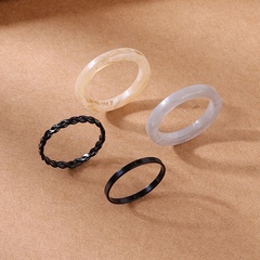 simple solid color chain resin ring set