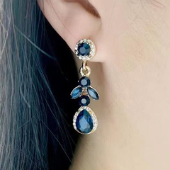 New fashion water drop black crystal pendant earrings