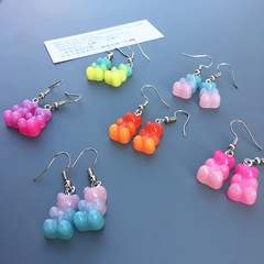 cute and interesting two-color gummy bear earrings female