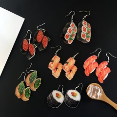 creative acrylic sushi donut simulation food ear clip earrings