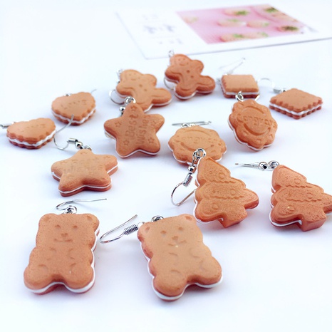 cream sandwich biscuits creative bear gingerbread man earrings's discount tags