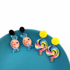 fashion dessert color lollipop cartoon funny food earrings