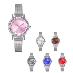 mesh belt digital watch colorful fashion silver prismatic glass quartz watch