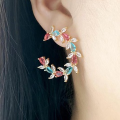 New color irregular full diamond circle stud earrings
