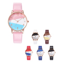 dial prismatic glass belt watch women's thin strap quartz watch