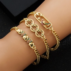 fashion copper-plated real gold zircon star and moon heart smiley face bracelet