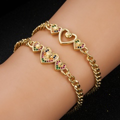 fashion copper plated real gold heart smiley face geometric bracelet