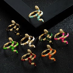 fashion copper gold-plated micro-set zircon drip oil snake open ring