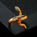 fashion copper goldplated microset zircon drip oil snake open ringpicture7