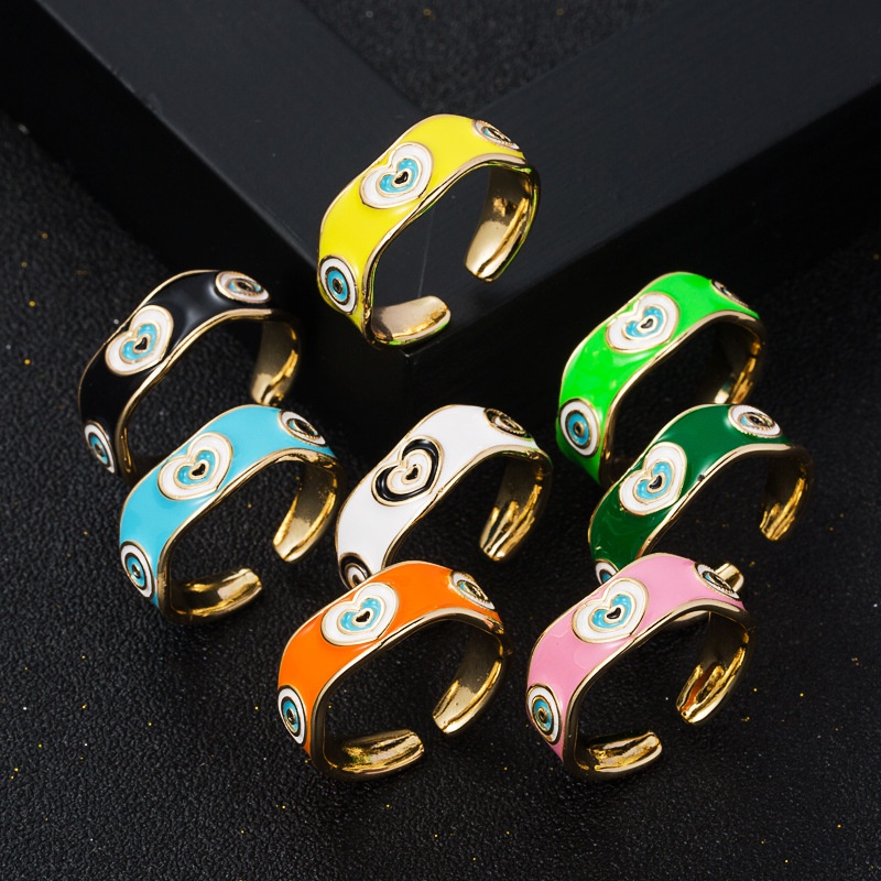 fashion copperplated real gold dripping oil enamel heartshaped open ring