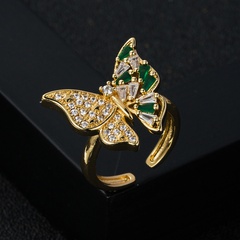 fashion copper-plated 18K gold micro-inlaid zircon butterfly snake-shaped ring