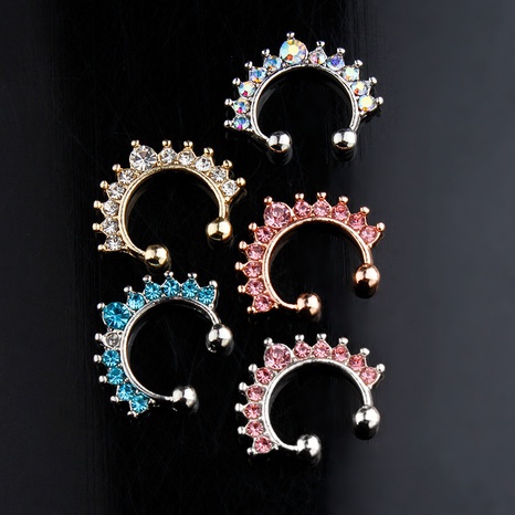 Nuevo anillo de nariz falso de diamante con incrustaciones de joyería de clip de nariz de acero inoxidable con imán's discount tags