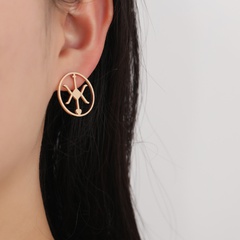 fashion simple alloy geometric hollow round stud earrings