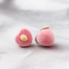 New autumn and winter peach flocking stud earrings female