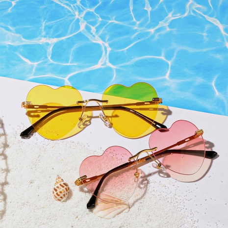 fashion borderless color peach heart sunglasses wholesale's discount tags