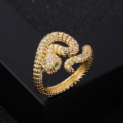 fashion copper-plated 18K gold micro-inlaid zircon snake-shaped tail ring