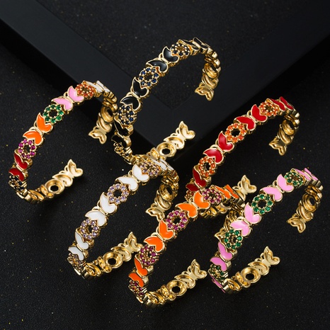 fashion copper gold-plated oil drop butterfly geometric open bracelet's discount tags