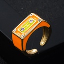 fashion copper drip oil enamel plated real gold robot creative tail ringpicture6
